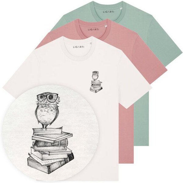 T-Shirt – Büchereule – LIGARTI Tiermanufaktur