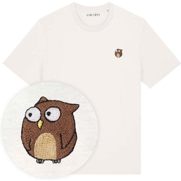 Besticktes T-Shirt – Eugen die Eule – LIGARTI Tiermanufaktur