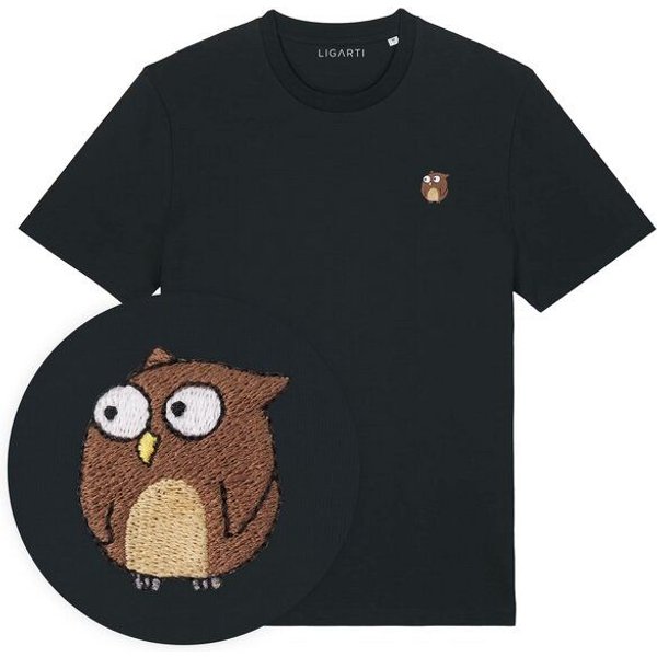 Besticktes T-Shirt – Eugen die Eule – LIGARTI Tiermanufaktur