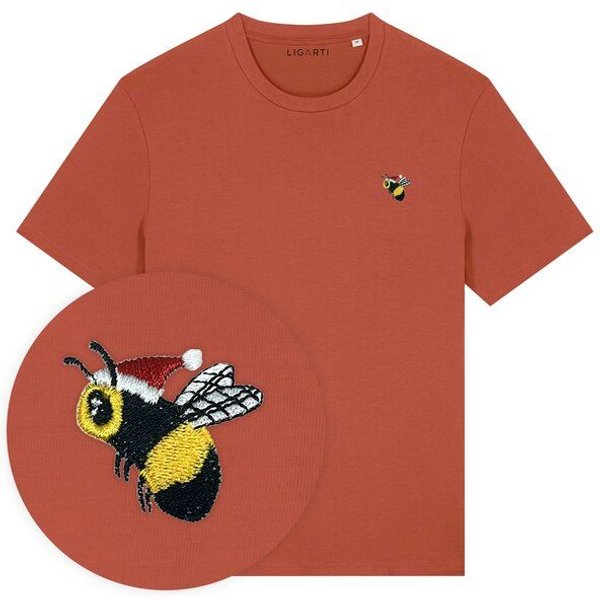 Besticktes T-Shirt – Esmeralda die Weihnachtsbiene – LIGARTI Tiermanufaktur