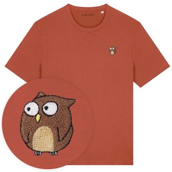 Besticktes T-Shirt – Eugen die Eule – LIGARTI Tiermanufaktur
