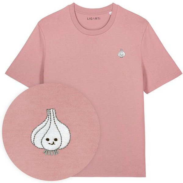 Besticktes T-Shirt – Knoblauch – LIGARTI Tiermanufaktur