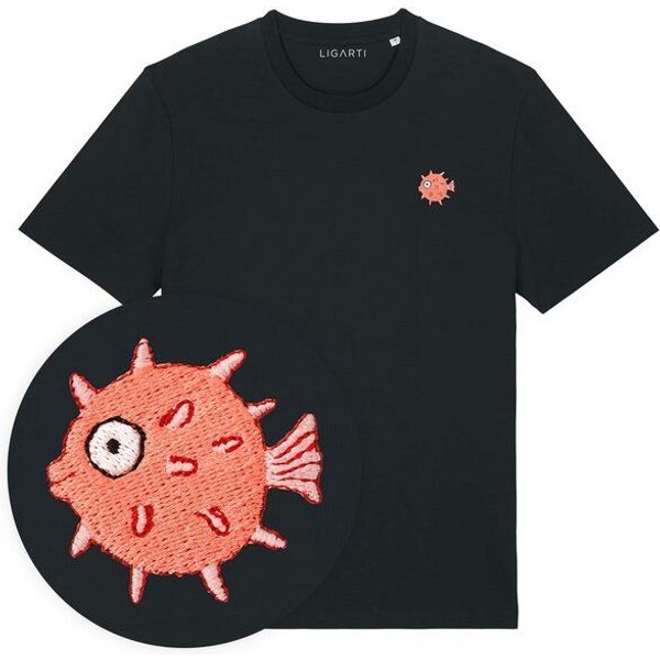 Besticktes T-Shirt – Kurt der Kugelfisch – LIGARTI Tiermanufaktur