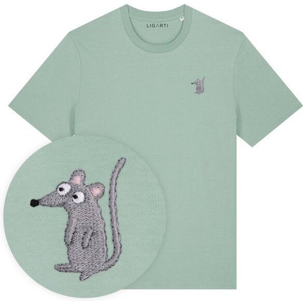 Besticktes T-Shirt – Murat die Maus – LIGARTI Tiermanufaktur