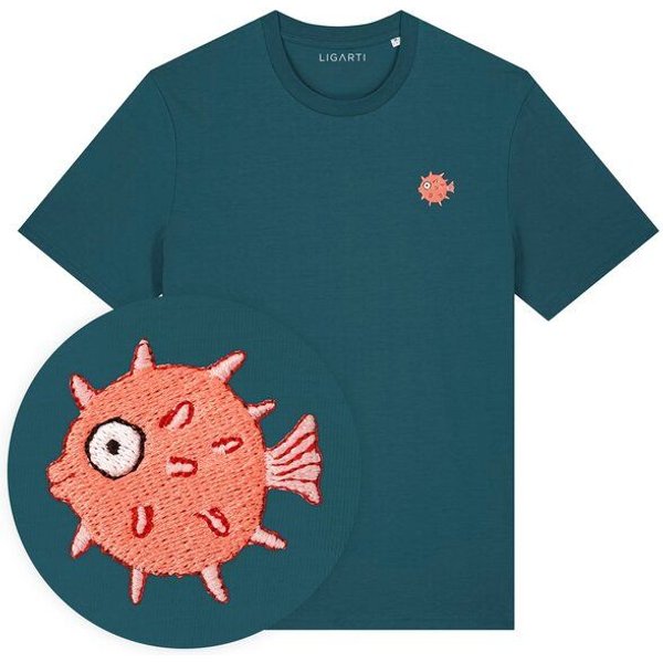 Besticktes T-Shirt – Kurt der Kugelfisch – LIGARTI Tiermanufaktur