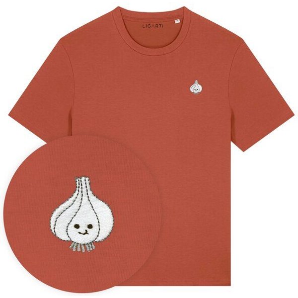 Besticktes T-Shirt – Knoblauch – LIGARTI Tiermanufaktur