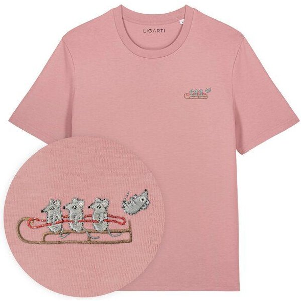 Besticktes T-Shirt – Mausflug – LIGARTI Tiermanufaktur