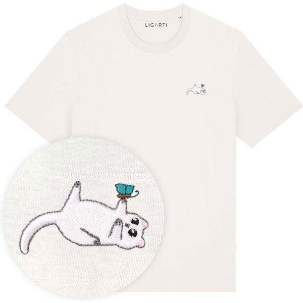 Besticktes T-Shirt – Samantha die Katze – LIGARTI Tiermanufaktur