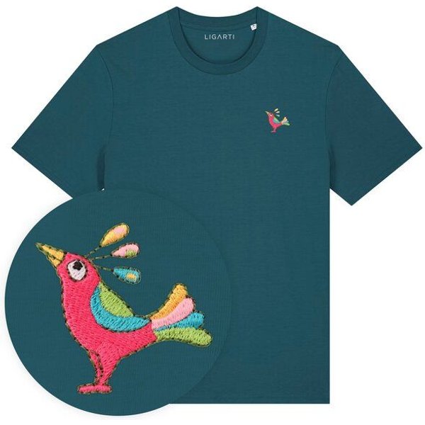 Besticktes T-Shirt – Patrischa der Paradiesvogel – LIGARTI Tiermanufaktur