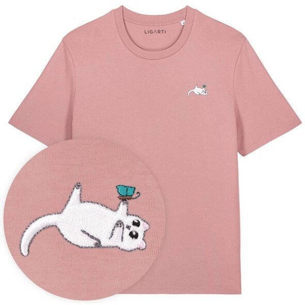 Besticktes T-Shirt – Samantha die Katze – LIGARTI Tiermanufaktur