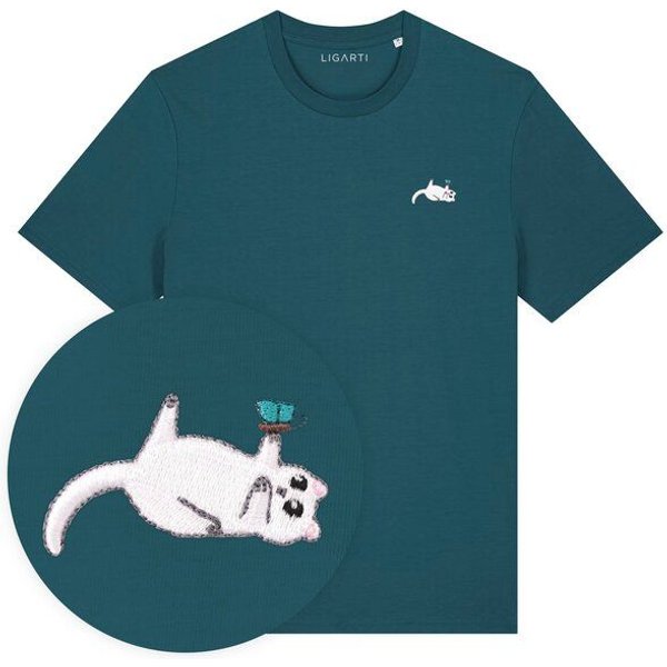Besticktes T-Shirt – Samantha die Katze – LIGARTI Tiermanufaktur