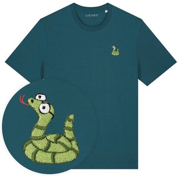 Besticktes T-Shirt – Schorsch die Schlange – LIGARTI Tiermanufaktur