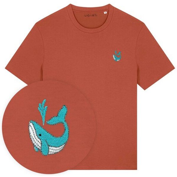 Besticktes T-Shirt – Walter der Wal – LIGARTI Tiermanufaktur