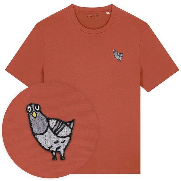 Besticktes T-Shirt – Claude die Taube – LIGARTI Tiermanufaktur