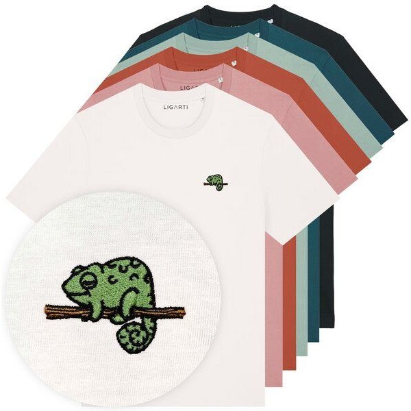 Besticktes T-Shirt – Mareike das Chamäleon – LIGARTI Tiermanufaktur
