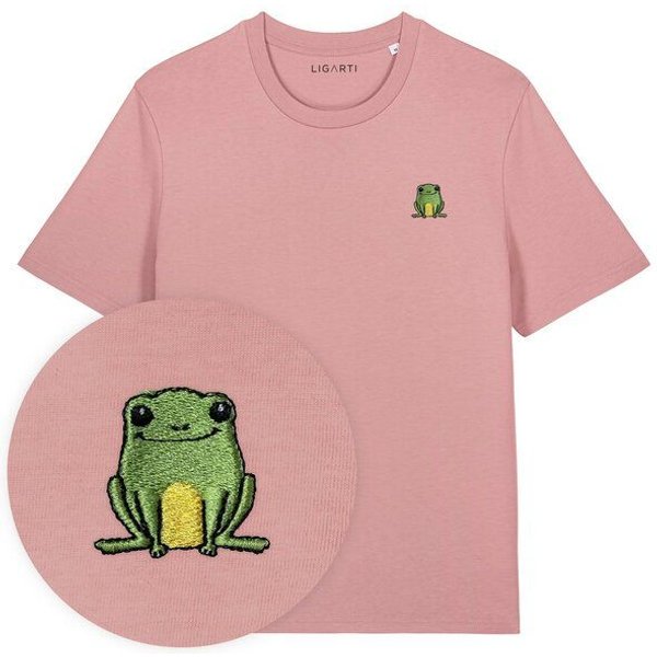 Besticktes T-Shirt – Nils der Frosch – LIGARTI Tiermanufaktur