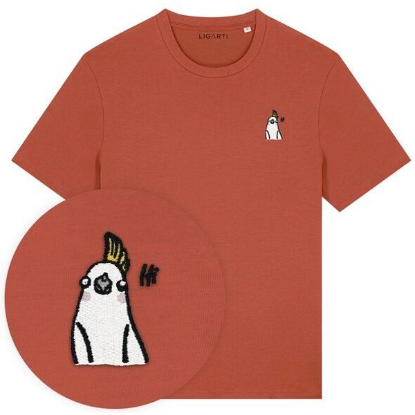 Besticktes T-Shirt – Heidi der Nymphensittich – LIGARTI Tiermanufaktur