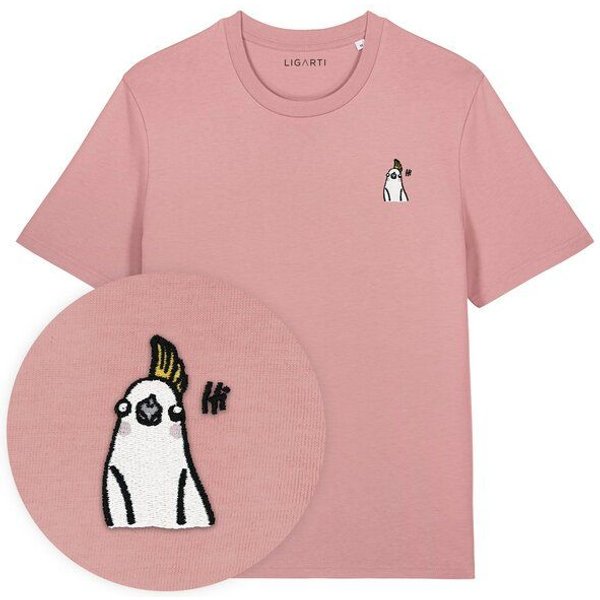 Besticktes T-Shirt – Heidi der Nymphensittich – LIGARTI Tiermanufaktur