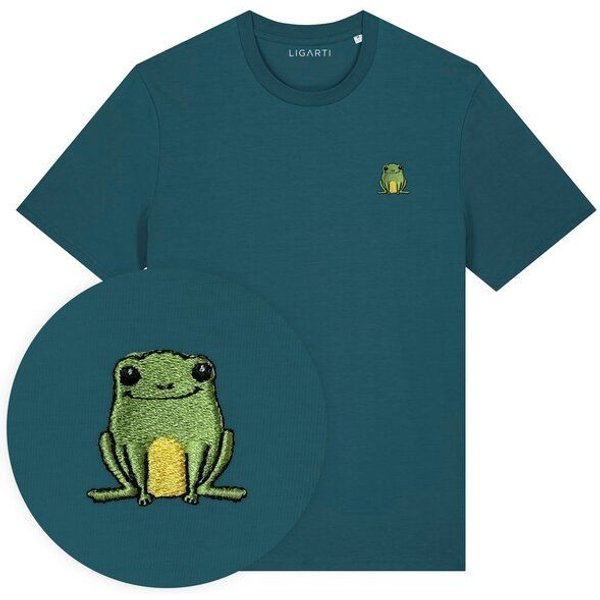 Besticktes T-Shirt – Nils der Frosch – LIGARTI Tiermanufaktur