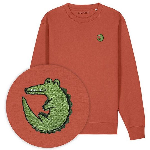 Bestickter Pullover – Ali das Krokodil – LIGARTI Tiermanufaktur