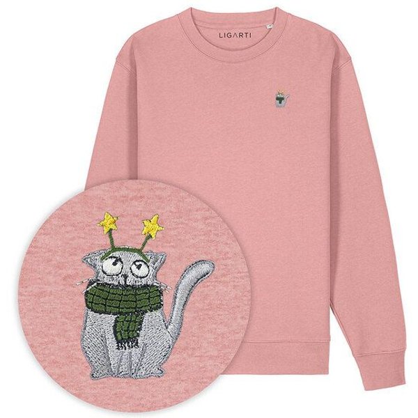 Bestickter Pullover – Babette die Winter-Katze – LIGARTI Tiermanufaktur