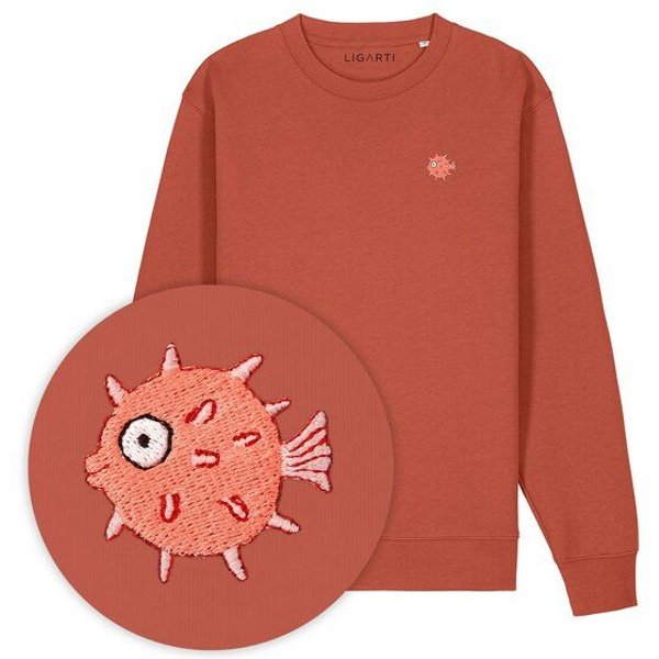 Bestickter Pullover – Kurt der Kugelfisch – LIGARTI Tiermanufaktur