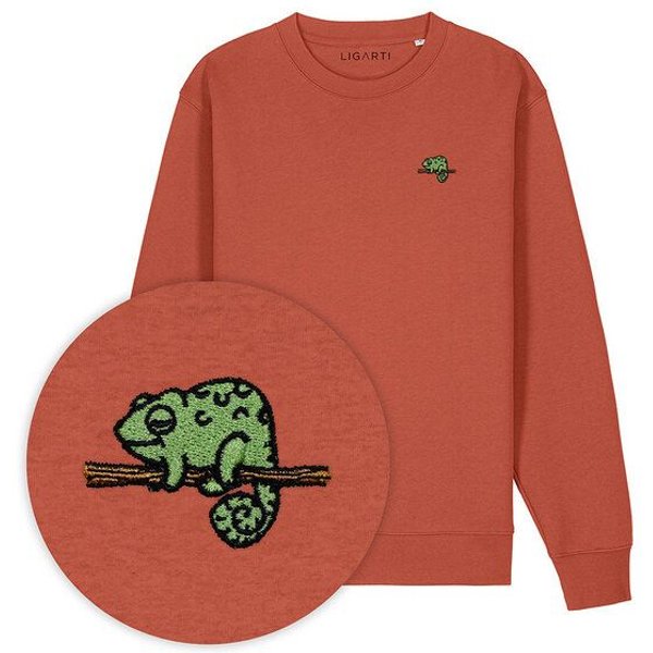 Bestickter Pullover – Mareike das Chamäleon – LIGARTI Tiermanufaktur