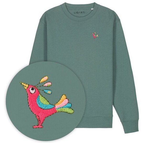 Bestickter Pullover – Patrischa der Paradiesvogel – LIGARTI Tiermanufaktur