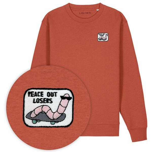 Bestickter Pullover – Ollie der Skater-Wurm – LIGARTI Tiermanufaktur