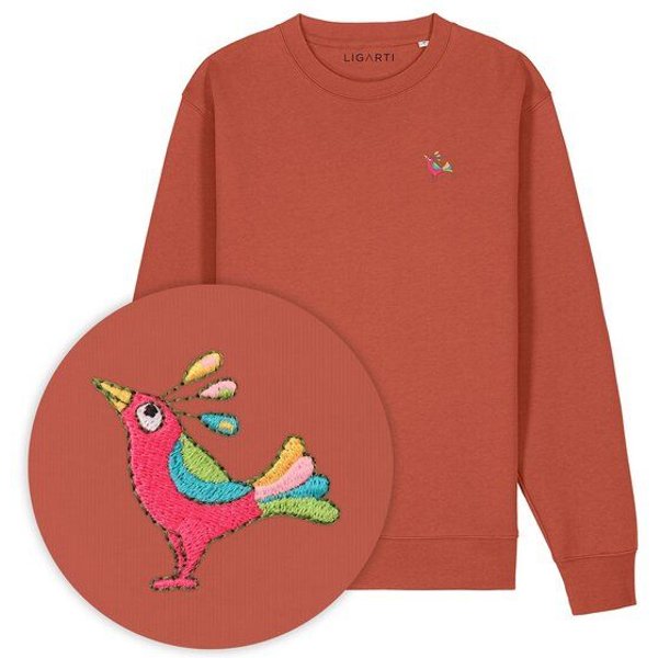 Bestickter Pullover – Patrischa der Paradiesvogel – LIGARTI Tiermanufaktur