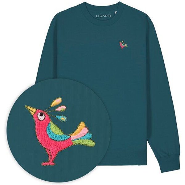 Bestickter Pullover – Patrischa der Paradiesvogel – LIGARTI Tiermanufaktur