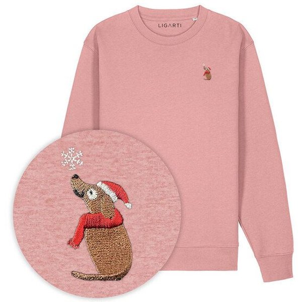 Bestickter Pullover – Thomas der Weihnachtshund – LIGARTI Tiermanufaktur