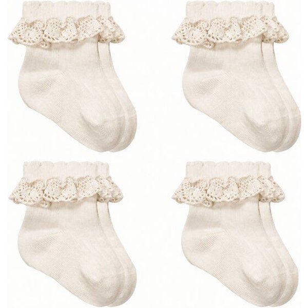 bistyle Baby Socken mit Spitze | Bio-Baumwolle | Nahtlose Zehen |4er Pack