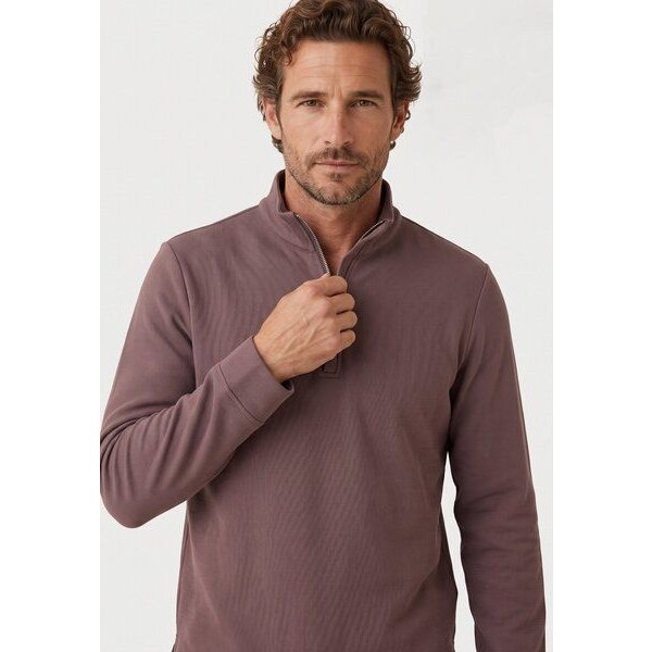 ORGANICATION Longsleeve aus Bio-Baumwolle mit Viertelreißverschluss