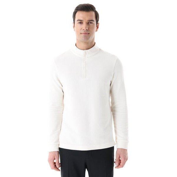 ORGANICATION Longsleeve aus Bio-Baumwolle mit Viertelreißverschluss