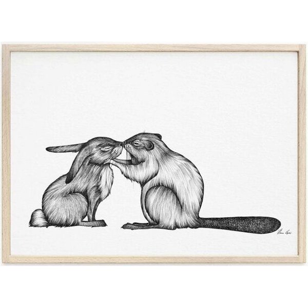Kunstdruck »Kaninchen & Biber« von LIGARTI | A4, A3 oder A2 | Wandbild | Poster | Kunst