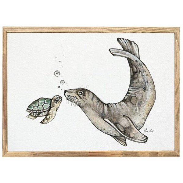 Kunstdruck »Ozeantreffen (Schildkröte & Seelöwe)« von LIGARTI | A4, A3 oder A2 | Wandbild | Poster | Kunst