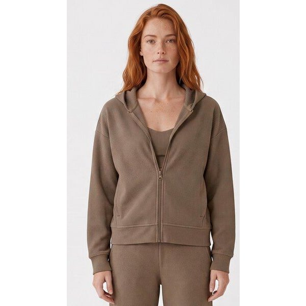 ORGANICATION JENNIFER | Waffel-Hoodiejacke aus Bio-Baumwolle & recyceltem Polyester