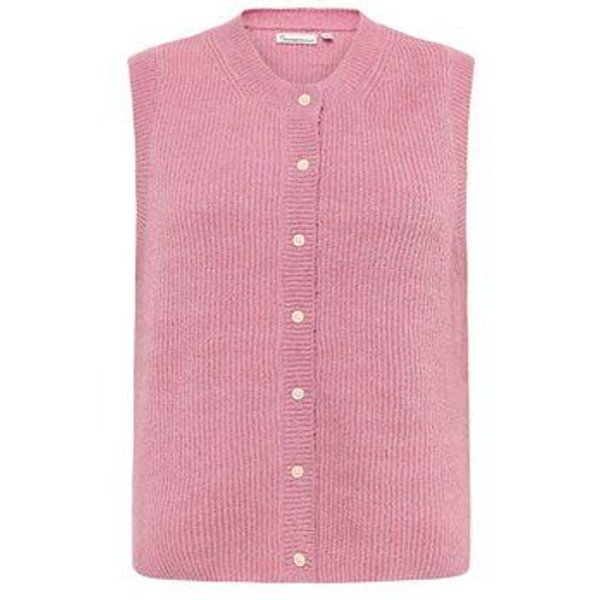 KnowledgeCotton Apparel Soufflé Strick-Weste mit Rundhalsausschnitt - Relaxed Fit - aus recyceltem Polyester