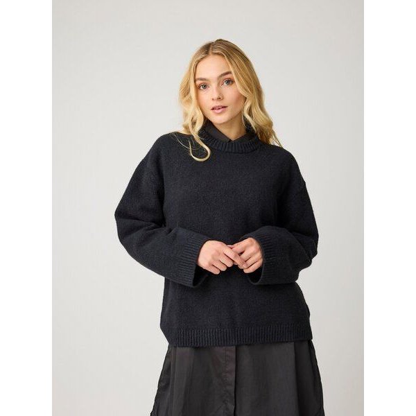 KnowledgeCotton Apparel Soufflé Strickpullover mit Rundhalsausschnitt - Relaxed Fit - aus recyceltem Polyester