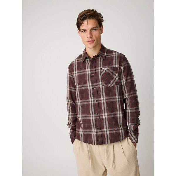 KnowledgeCotton Apparel Klassisches Flanellhemd DUNE mit Karomuster aus Bio-Baumwolle
