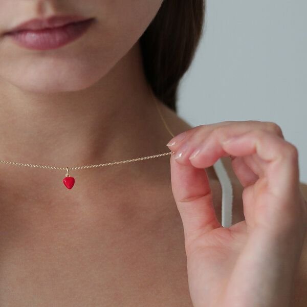 BELLYBIRD Jewellery Halskette - kleines Herz, Anhänger/ 925 Silber vergoldet/ emailliert