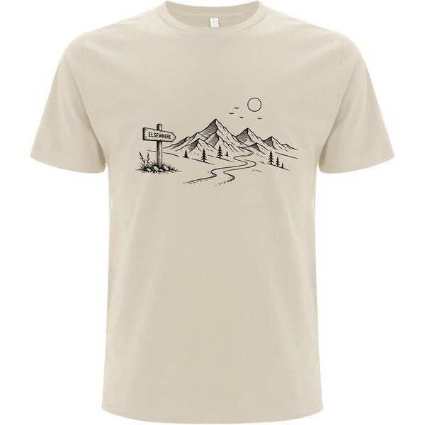 Spreecult Elsewhere - Bio und Fair - Männer Unisex T-Shirt - Natur Berge Sonne