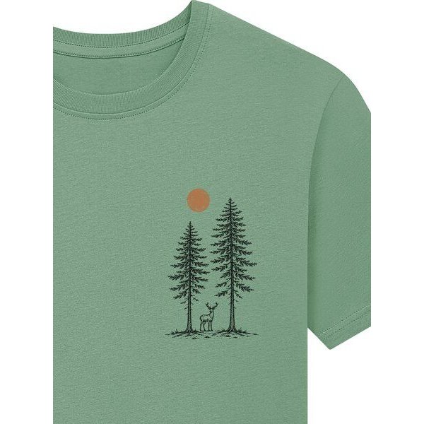Spreecult kleiner Hirsch zwischen zwei Bäume - Bio und Fair - Männer Unisex T-Shirt
