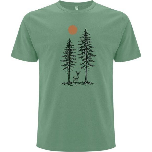 Spreecult Hirsch zwischen zwei Bäume - Bio und Fair - Männer Unisex T-Shirt