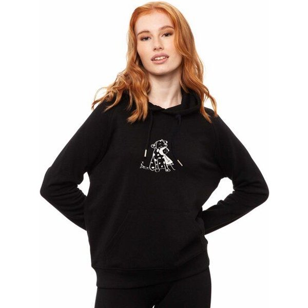 FellHerz Damen Hoodie Doglove schwarz aus 85% Biobaumwolle und 15% recyceltem Polyester