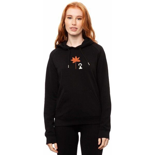 FellHerz Damen Stick Hoodie Lotusmädchen schwarz aus 85% Biobaumwolle und 15% recyceltem Polyester