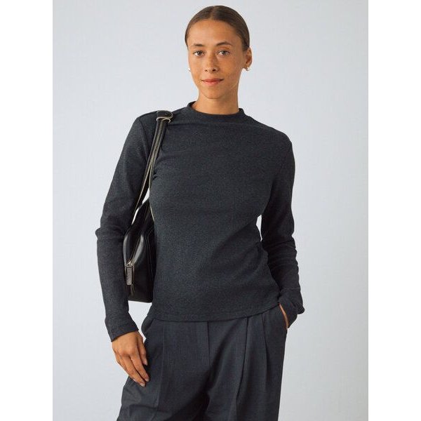 Honest Basics Damen Langarm Shirt mit Stehkragen aus Bio- und recycelter Baumwolle