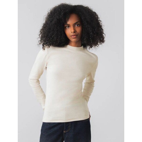 Honest Basics Damen Langarm Shirt mit Stehkragen aus Bio- und recycelter Baumwolle