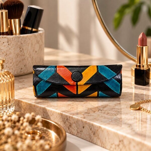 Janselo Nomad Lines Design Shanti-Leder-Lippenstift-Etui